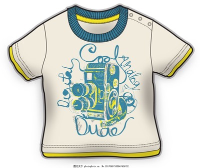 創意無限 黃白短袖卡通服裝的矢量設計素材探索